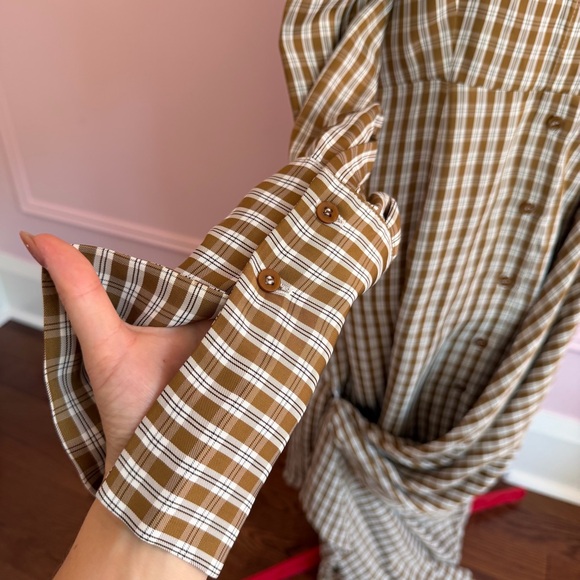 TOPSHOP Asymmetric Midi Dress, Plaid, Button-down, Cuffs, Women’s US 6 - Picture 7 of 15